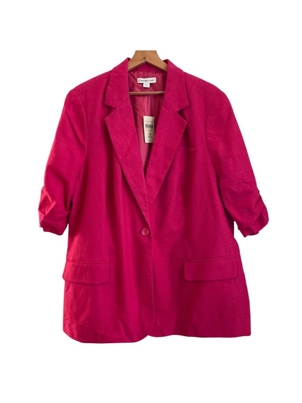 Coldwater Creek Womens Preppy Linen Blend Blazer Jacket Plus Size 20/22 Coastal
